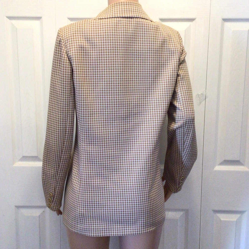Vintage Bleyle For Hooper Womens 70’s Tan Checked Blazer Jacket Size 16 - Picture 4 of 16